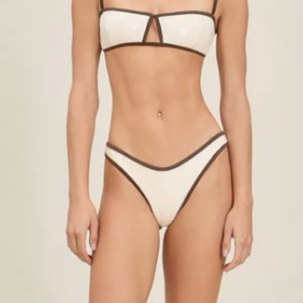 NEW DEVON WINDSOR bikini  in Cream with Sequin Anya Top/Annie Bottom Lrg